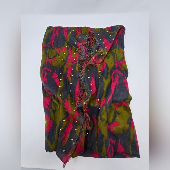 BETSEYVILLE BETSEY JOHNSON Y2K LIGHTWEIGHT INFINITY SCARF GREY FUSCHIA WOMEN OS - Picture 8 of 10